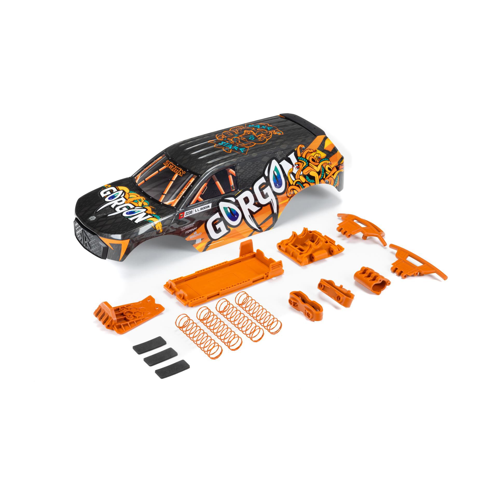 Arrma ARA402357 GORGON Painted Decaled Trimmed Body Set Orange