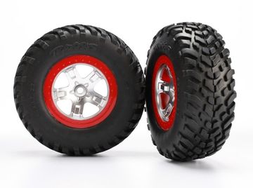 Tires & Wheels SCT S1/SCT Satin Chrome-Red 4WD/2WD Rear (2)