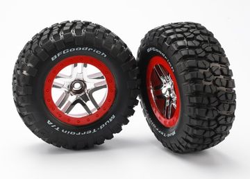 Traxxas 5877A Däck & Fälg BFGoodrich/S-Spoke Krom-Röd 2WD Fram (2)