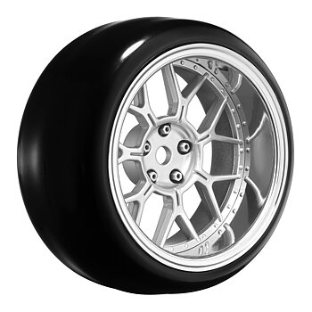 LOUISE RC WORLD LNHA561T Däck & Fälg Drift / 14-Eker Matt Silver (2,4,6,8mm Offset) 12mm Hex (4)