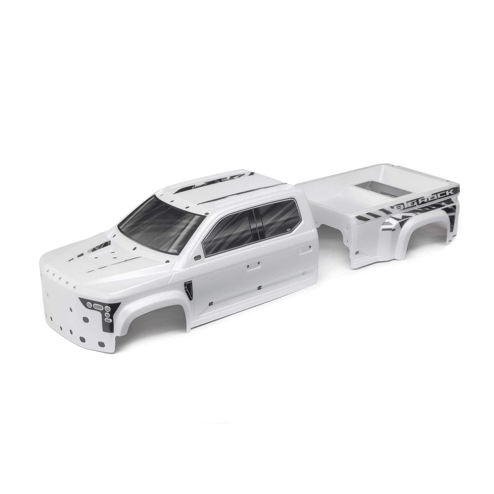 Arrma ARA411028 BIG ROCK 6S BLX Painted Decaled Trimmed Body White