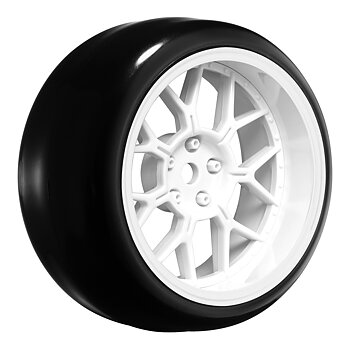 LOUISE RC WORLD LNHA564T Tires & Rims Drift / 14-Spoke White (2, 4, 6, 8 mm Offset) 12 mm Hex (4)