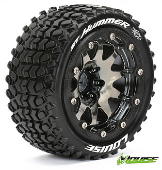 LOUISE RC WORLD LT3314SBCH Däck & Fälg ST-HUMMER 1/10 Sv.krom Beadlock (1/2) Soft MFT