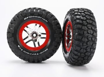 Traxxas 6873R Däck & Fälg Goodrich S1/S-Spoke Krom-Röd 4WD/2WD Bak (2)