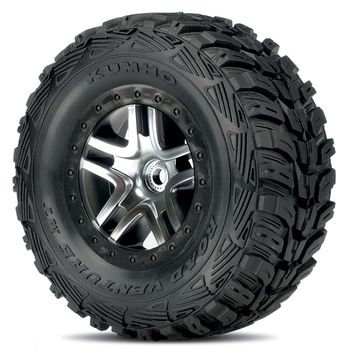 Traxxas 6874R Däck & Fälg Kumho S1/S-Spoke Krom-Svart 4WD/2WD Bak (2)