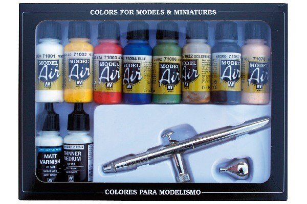 VALLEJO 71167 BASIC COLORS 10x17ML.+AIRBRUSH