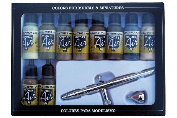 VALLEJO 71168 CAMOUFLAGE COLORS 10x17ML.+AIRBRUSH