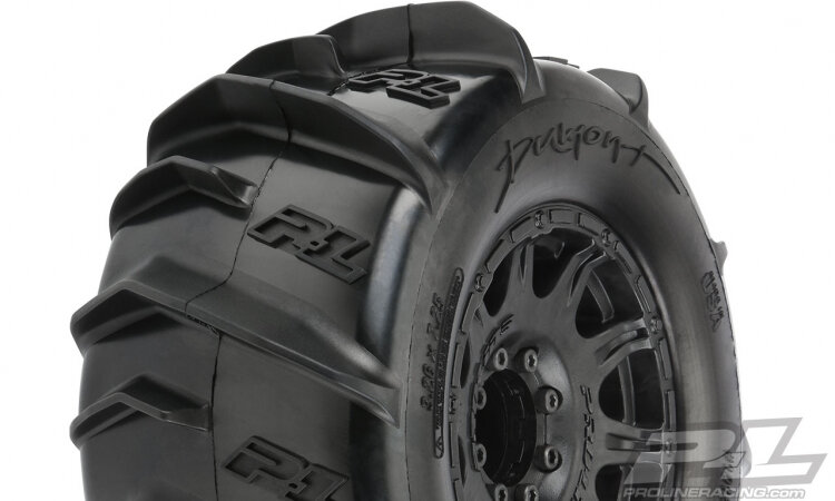Proline Däck & Fälg 3.8´ Dumont Paddle / Raid Truck Fälg 17mm (2)´