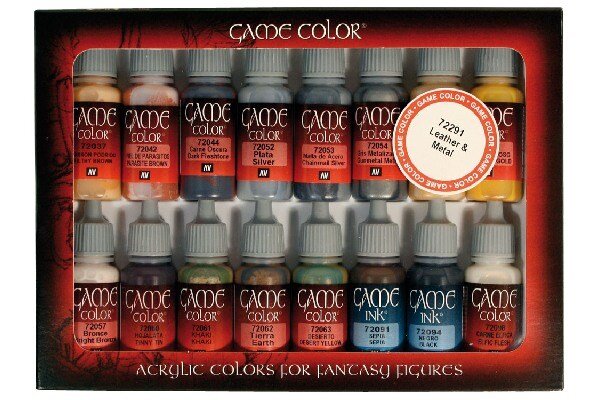 VALLEJO 72291 GAME COLOR LEATHER & METAL SET (16)