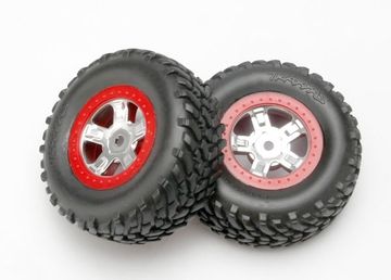 Traxxas 7073A Däck & Fälg SCT/SCT Krom-Röd 1/16 (2)