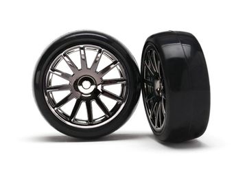Traxxas 7573A Däck & Fälg Slicks/12-Eker Svart Krom LaTrax Rally (2)