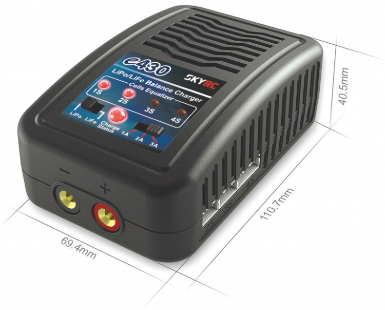 SkyRC e430 laddare LiPo/LiFe 2-4S, 30W 240VAC - 3