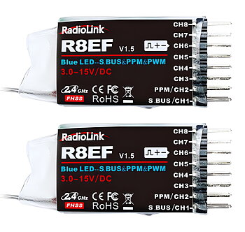 RADIOLINK RLT8FBM2-1 T8FB Mode-2 RC Transmitter with 2x R8EF Receiver