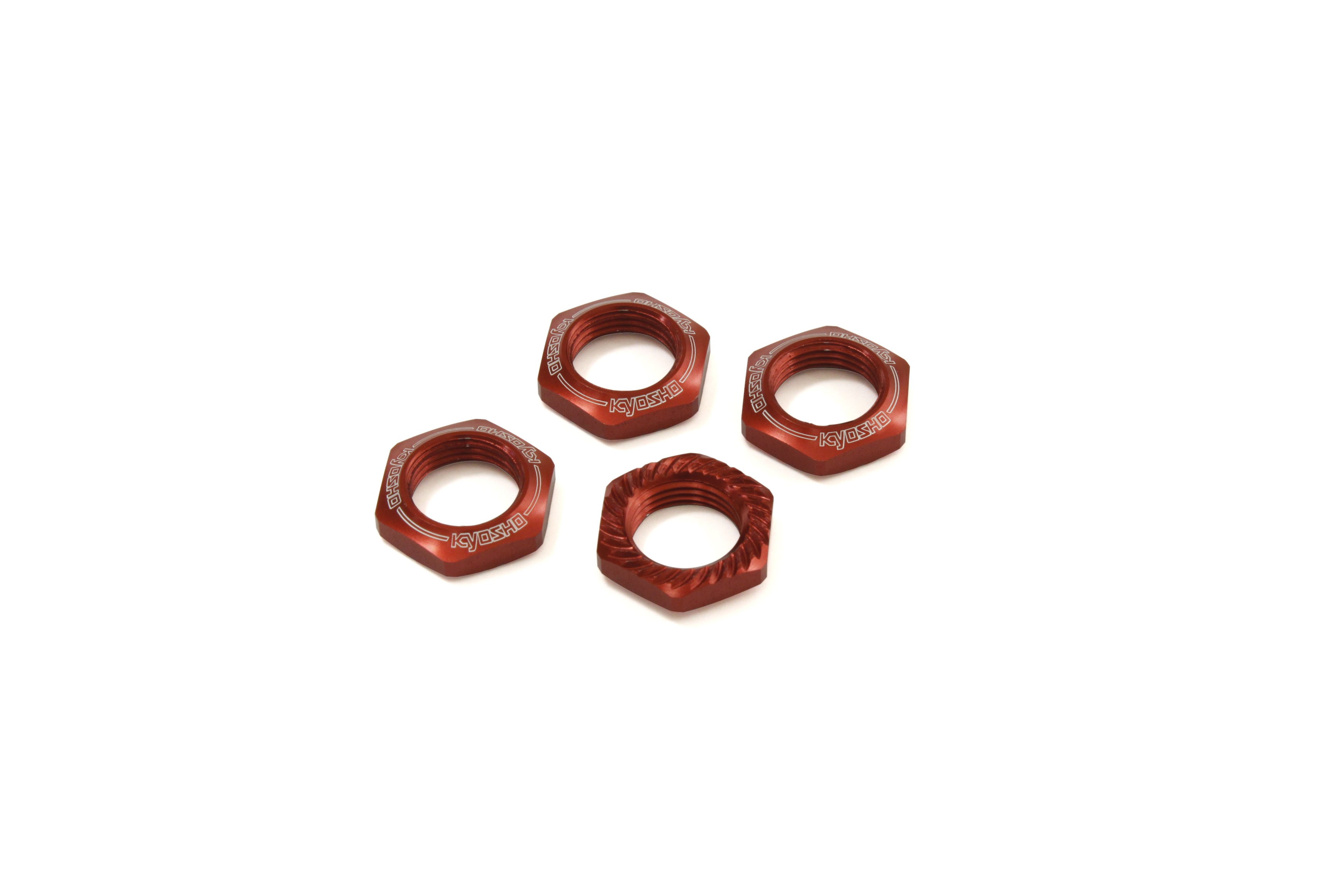 Kyosho IFW472R Serrated Wheel Nuts Kyosho Inferno 1:8 (4) Red