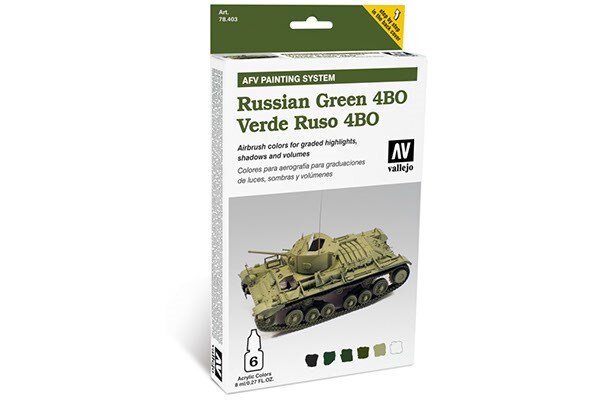 VALLEJO 78403 Model Air SetAFV Russian Green 4BO 6x8ml