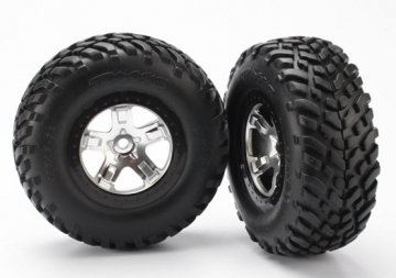 Traxxas 5873X Däck & Fälg SCT/SCT Matt Krom-Svart 4WD/2WD Bak (2)
