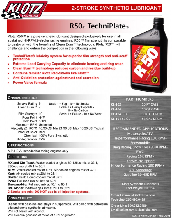 Klotz R50 Techniplate olja 0.95L - 3