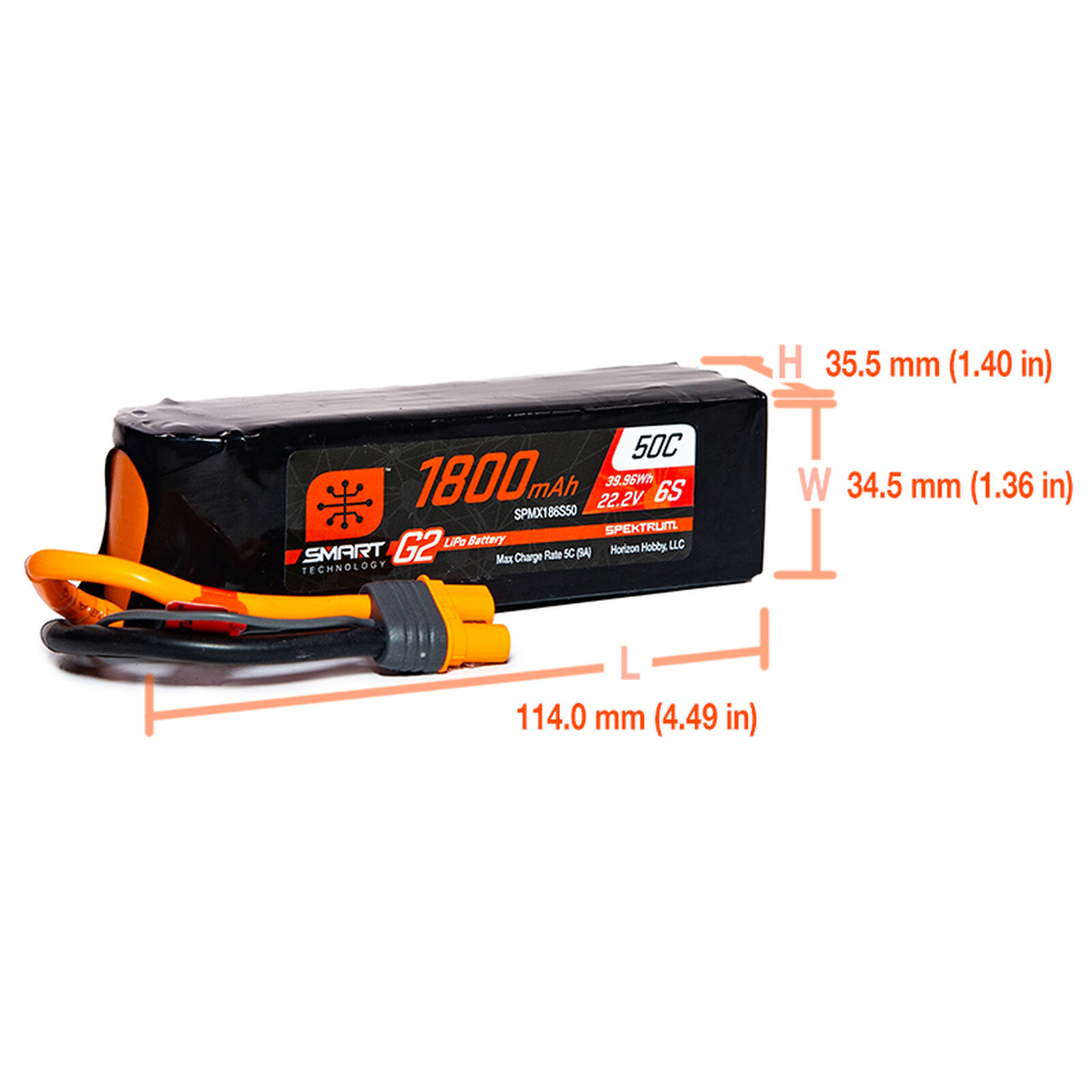 Spektrum 1800mAh 6S 22.2V Smart G2 LiPo 50C IC3 - 2