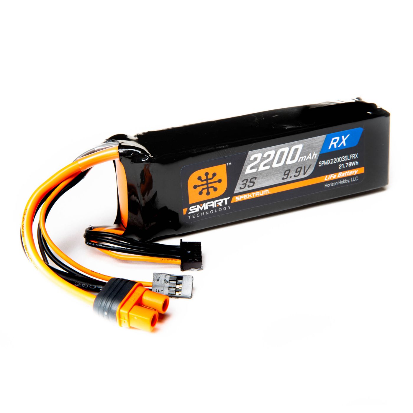 Spektrum SPMX22003SLFRX 2200mAh 3S 9.9V Smart LiFe ECU Battery IC3