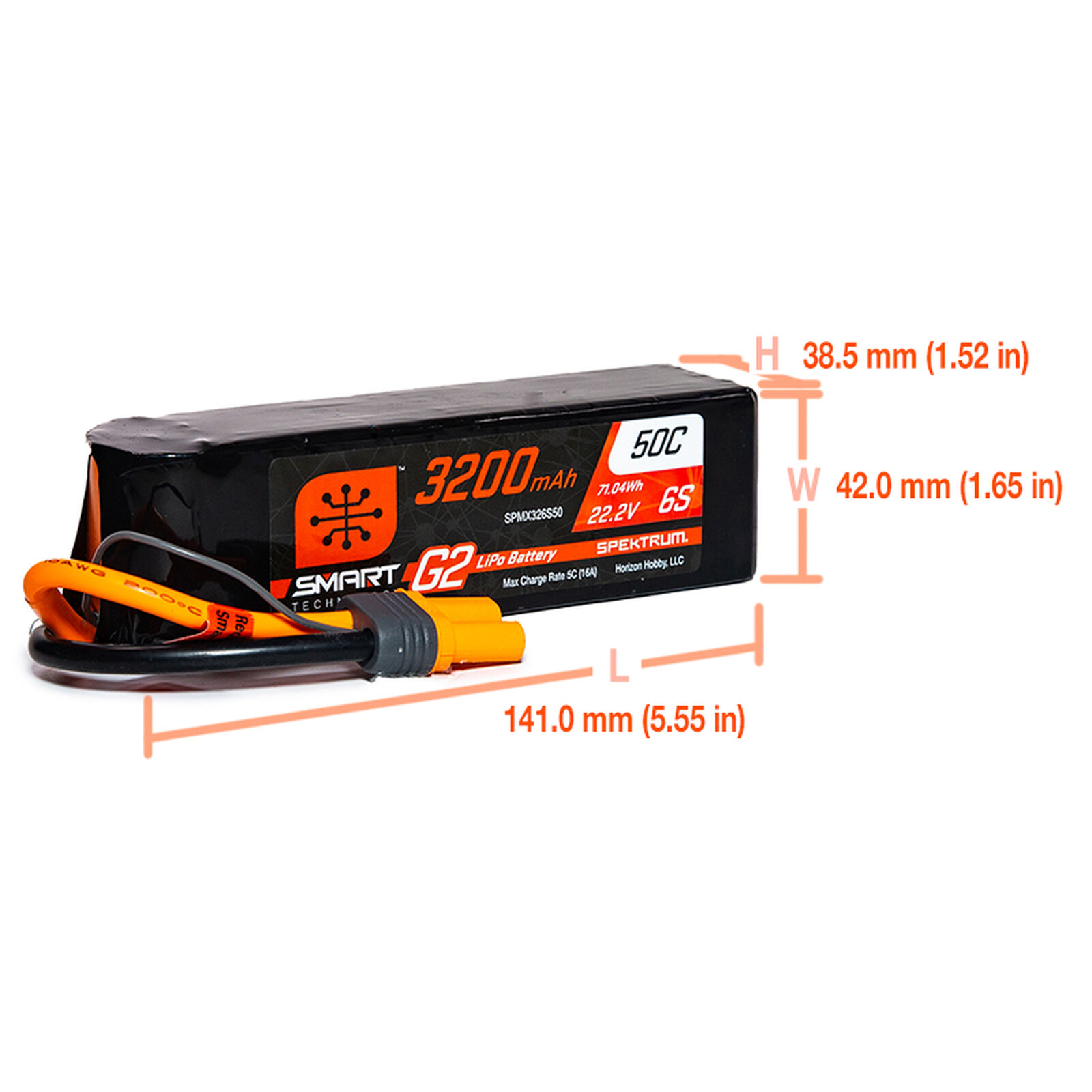Spektrum 3200mAh 6S 22.2V Smart G2 LiPo 50C IC5 - 2