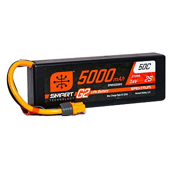 Spektrum 5000mAh 2S 7.4V Smart G2 LiPo 50C Hard Case IC3