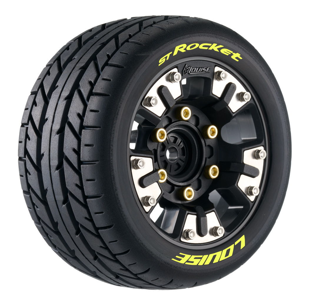 LOUISE RC WORLD LT3387SM Tire & Rim ST-ROCKET Mini Maxx/ XRT (0 &amp; 1/2 Offset Hex) (2)