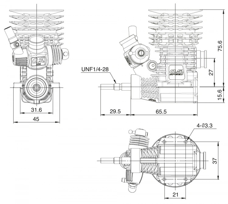 O.S.Engine 1EY04 (PBI) O.S.SPEED R2106 Banbilsmotor PBI - 4