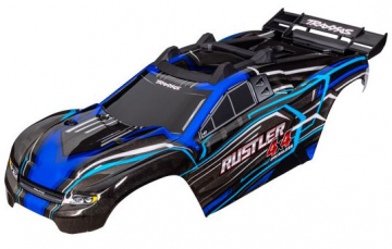 Traxxas 6740-BLUE Kaross Rustler 4x4 Blå (för Clipless Montering)