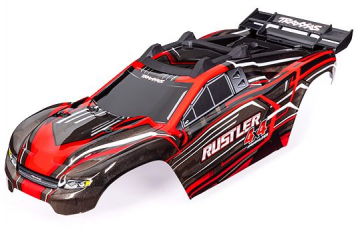 Traxxas 6740-RED Kaross Rustler 4x4 Röd (för Clipless Montering)