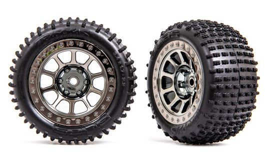 Traxxas 2470T Däck & Fälg Alias Medium / Svart Krom 2.2" Bak (2)