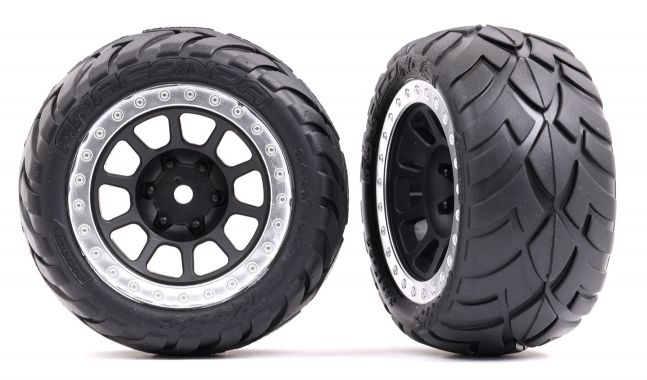 Traxxas 2478G Däck & Fälg Anaconda / Grå Kromad Ring  2.2" Bak (2)