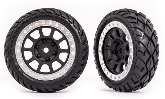 Traxxas 2479G Däck & Fälg Anaconda / Grå med Kromad Ring 2.2" 2WD Fram (2)
