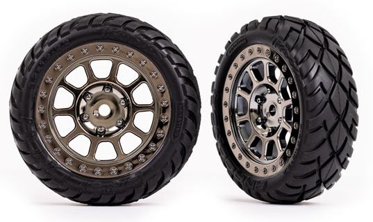 Traxxas 2479T Däck & Fälg Anaconda / Svart Krom 2.2" 2WD Fram (2)