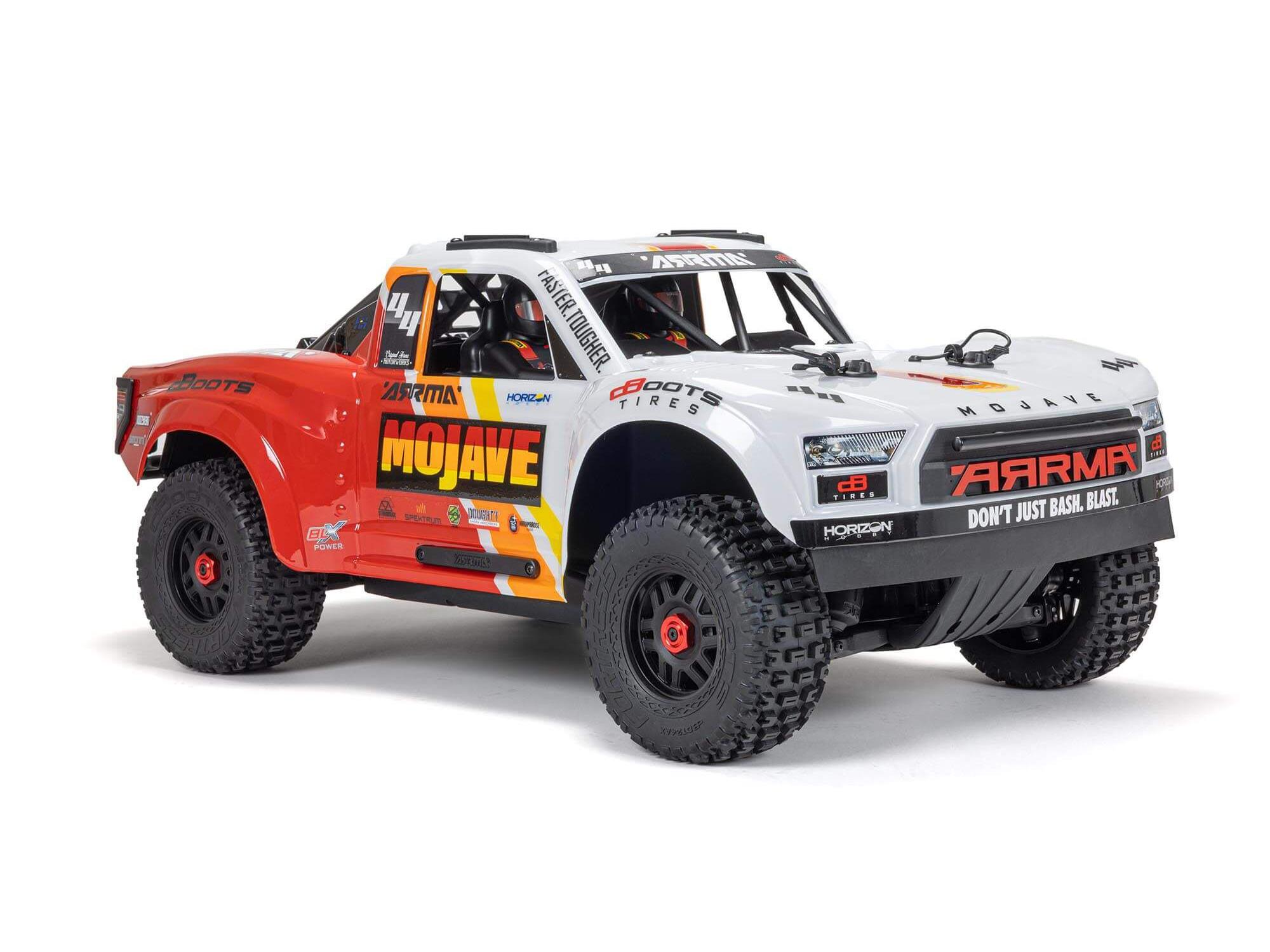 Arrma 1/8 MOJAVE 4S 4X4 RTR Bortstlös Desert Truck, Vit/Röd - 7