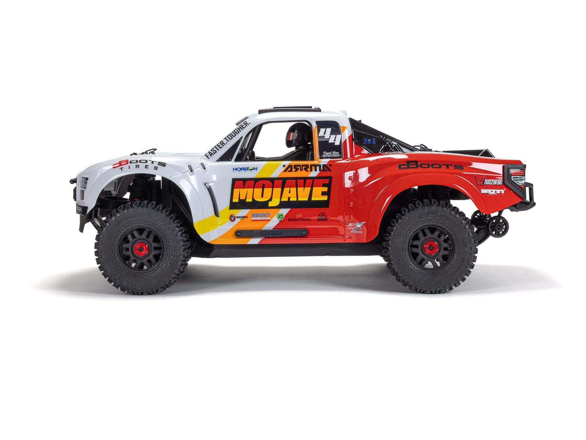 Arrma 1/8 MOJAVE 4S 4X4 RTR Bortstlös Desert Truck, Vit/Röd - 5