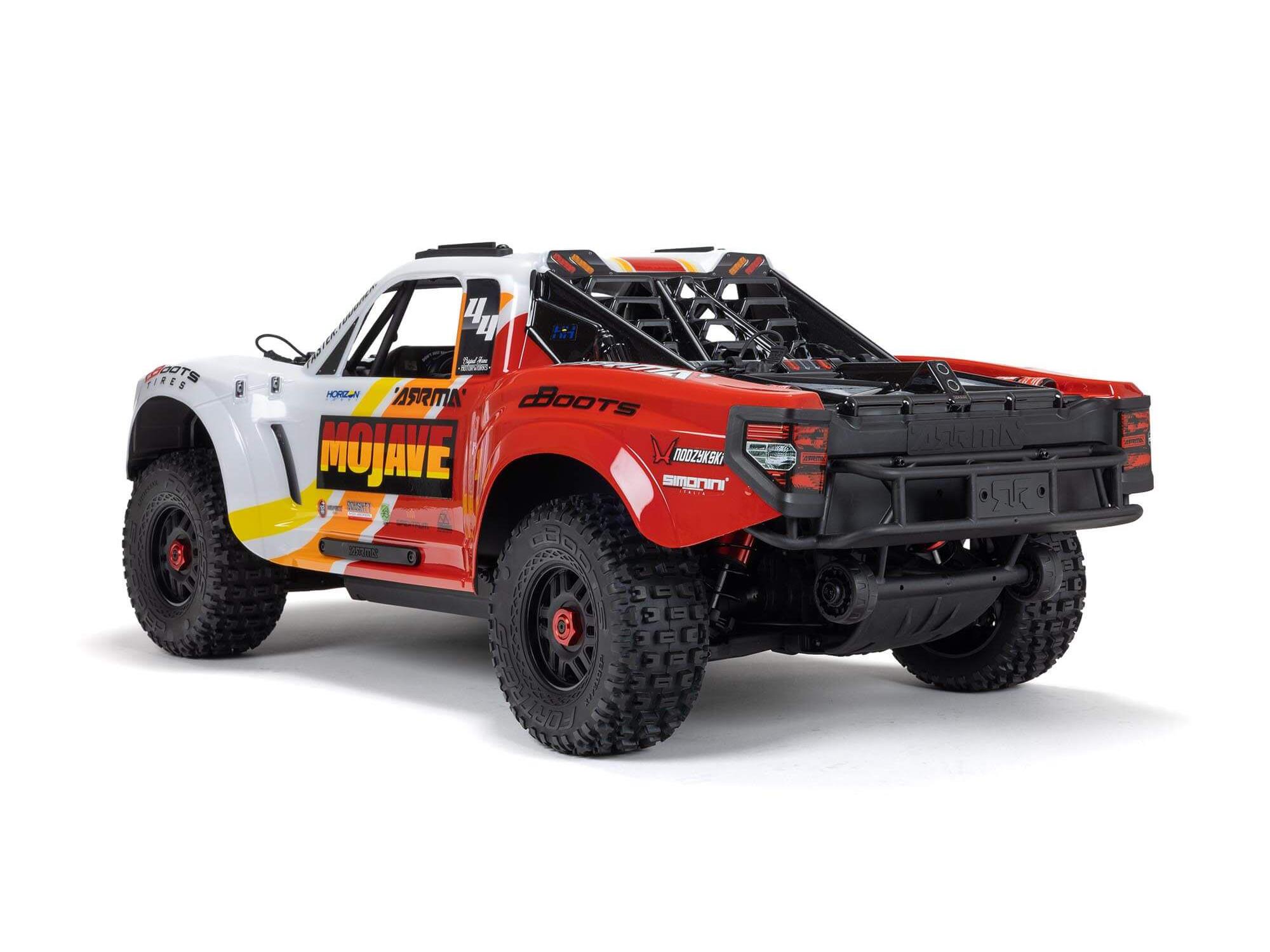 Arrma 1/8 MOJAVE 4S 4X4 RTR Bortstlös Desert Truck, Vit/Röd - 4