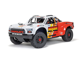 Arrma 1/8 MOJAVE 4S 4X4 RTR Bortstlös Desert Truck, Vit/Röd