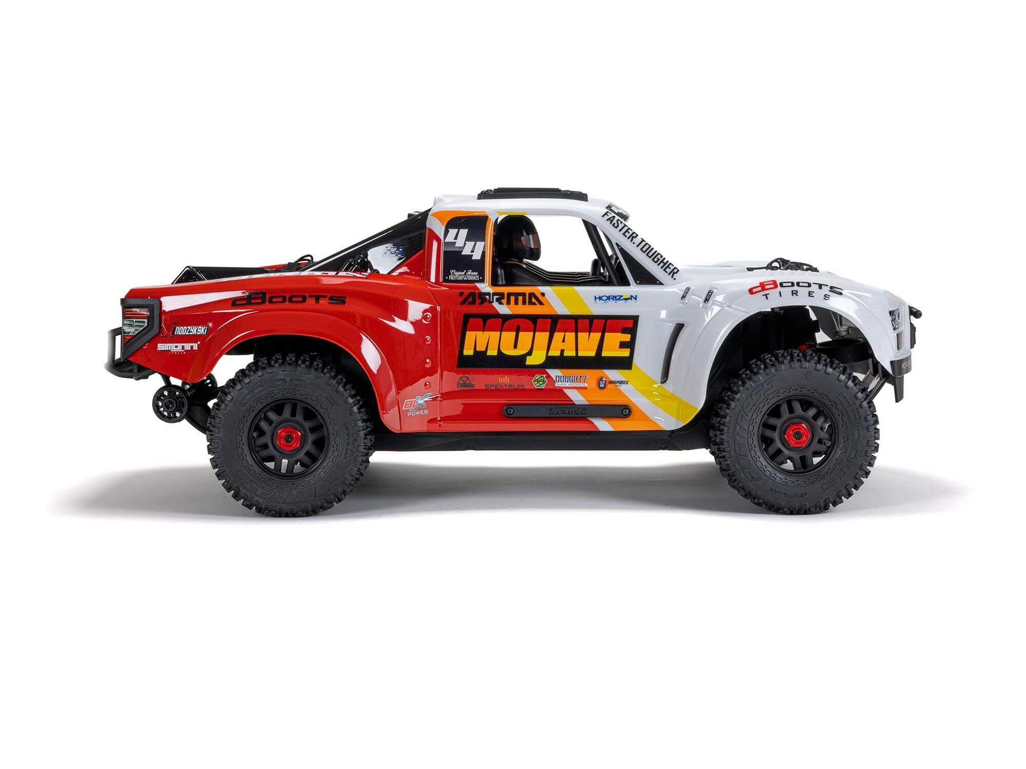Arrma 1/8 MOJAVE 4S 4X4 RTR Bortstlös Desert Truck, Vit/Röd - 8