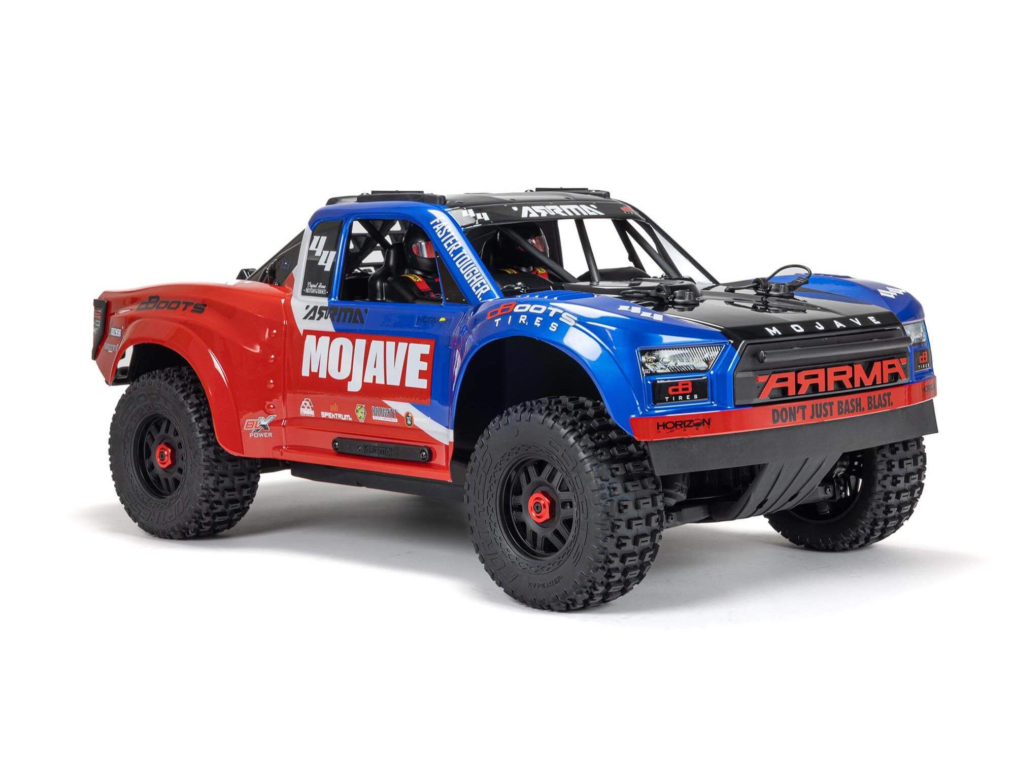 Arrma 1/8 MOJAVE 4S 4X4 RTR Bortstlös Desert Truck, Blå/Röd - 4