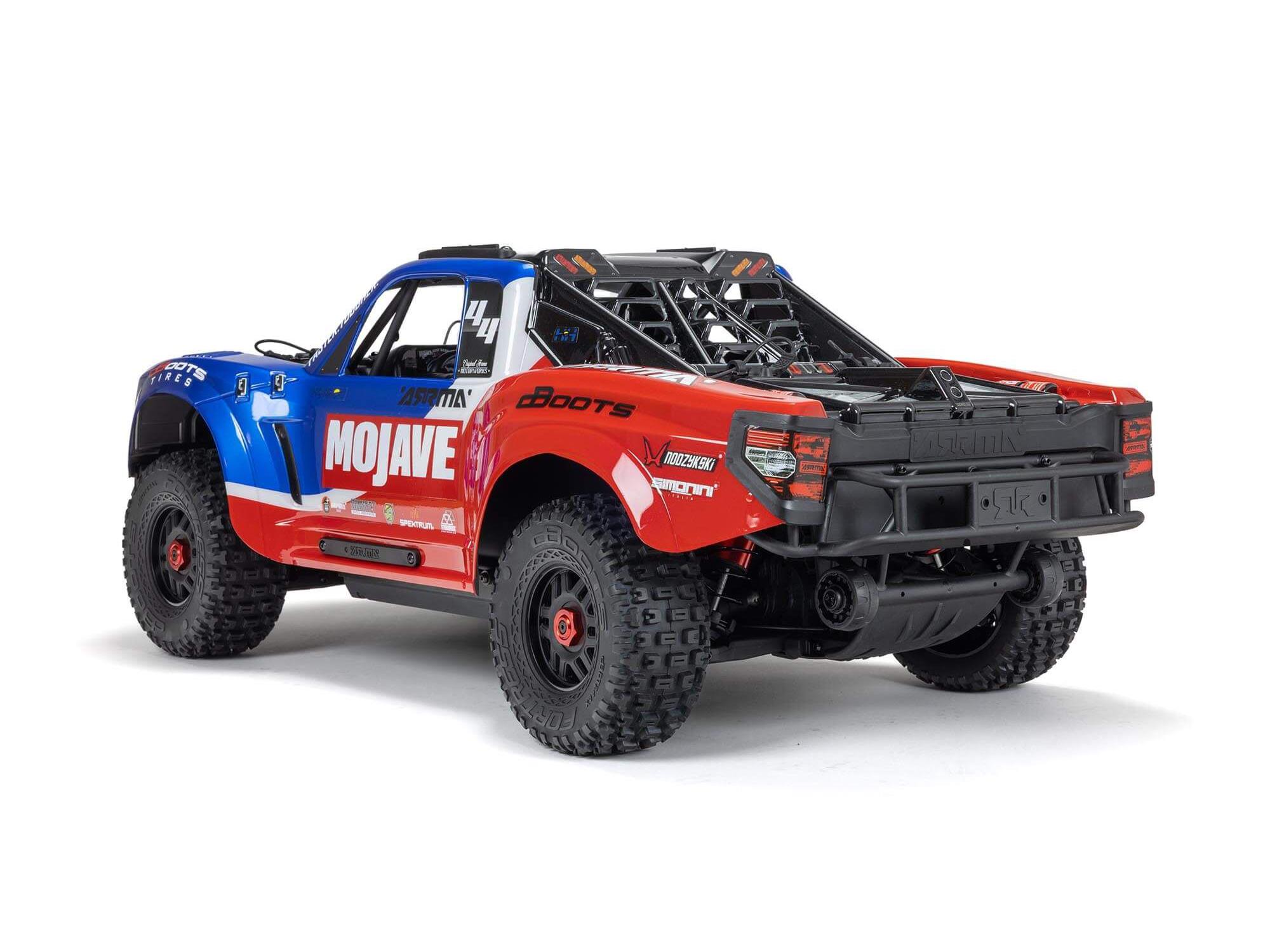 Arrma 1/8 MOJAVE 4S 4X4 RTR Bortstlös Desert Truck, Blå/Röd - 3