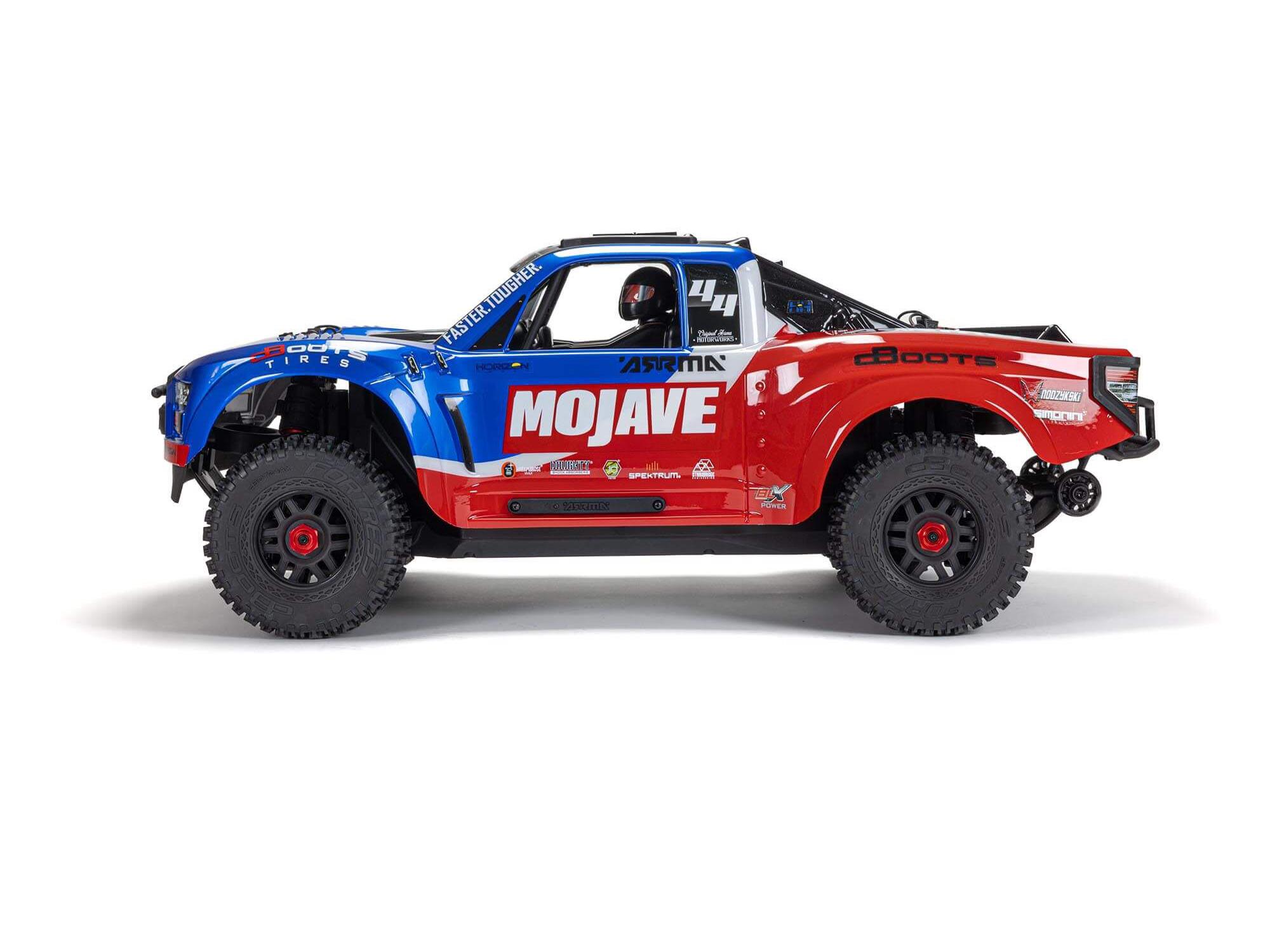 Arrma 1/8 MOJAVE 4S 4X4 RTR Bortstlös Desert Truck, Blå/Röd - 6