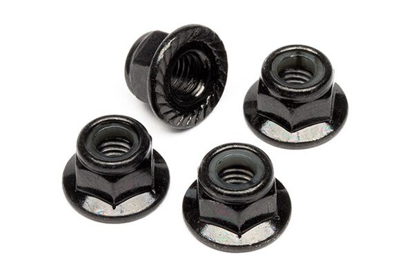 HPI HPZ682 Flanged Lock Nut M5 (Black/4Pcs)