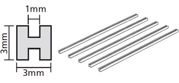 TAMIYA 70206 Clear Plastic Beams 3mm H *5