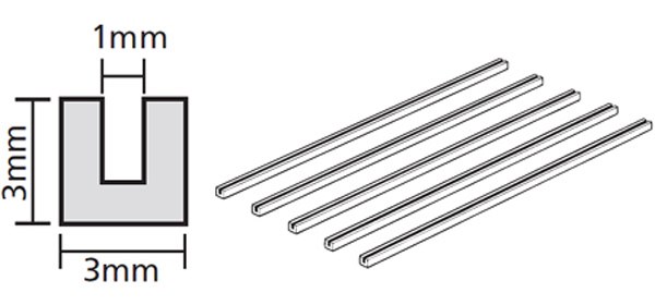 TAMIYA 70207 Clear Plastic Beams 3mm U *5