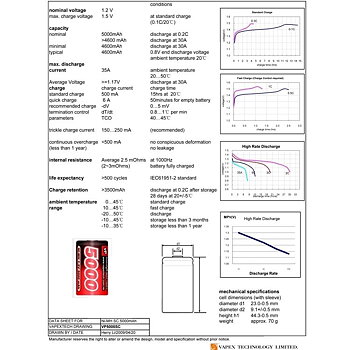 Vapex VP5000SCT NiMH Battericell 1,2V 5000mAh Sub-C