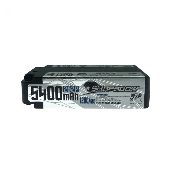 Sunpadow Li-Po Batteri 2S 7,4V 5400mAh 120C Shorty Platin