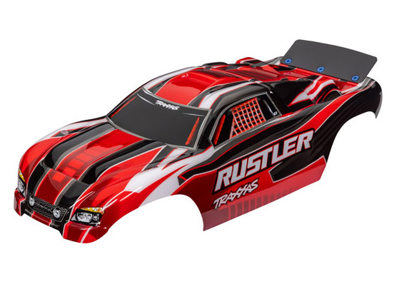 Traxxas 3750R Kaross Rustler 2WD Röd Målad*