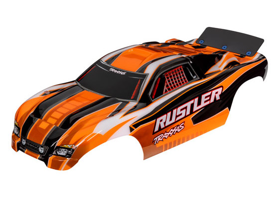 Traxxas 3750T Kaross Rustler 2WD Orange Målad*