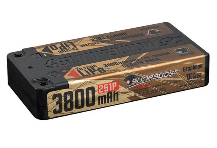 Sunpadow Li-Po Batteri 2S 7,4V 3800mAh 130C Shorty U-LCG Gold