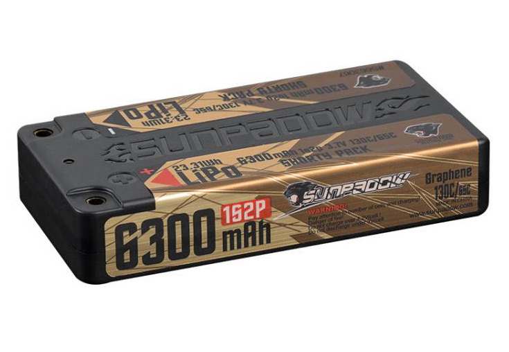 Sunpadow Li-Po Batteri 1S 3,7V 6300mAh 130C Shorty U-LCG Gold